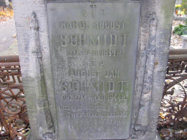 August Jan Schmidt 1865 Warszawa Ewangelicko - Augsburski św. Trójcy - Grobonet - Wyszukiwarka osób pochowanych