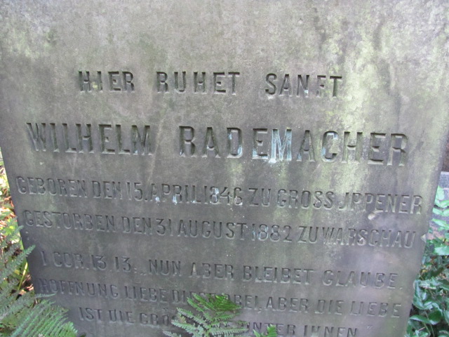Wilhelm Rademacher 1846 Warszawa Ewangelicko - Augsburski św. Trójcy - Grobonet - Wyszukiwarka osób pochowanych