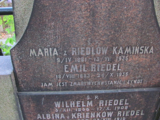 Maria Kamińska 1881 Warszawa Ewangelicko - Augsburski św. Trójcy - Grobonet - Wyszukiwarka osób pochowanych