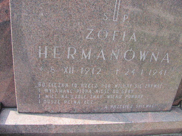 Zofia Herman 1912 Warszawa Ewangelicko - Augsburski św. Trójcy - Grobonet - Wyszukiwarka osób pochowanych