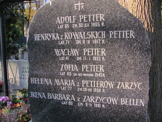 Adolf Petter 1839 Warszawa Ewangelicko - Augsburski św. Trójcy - Grobonet - Wyszukiwarka osób pochowanych