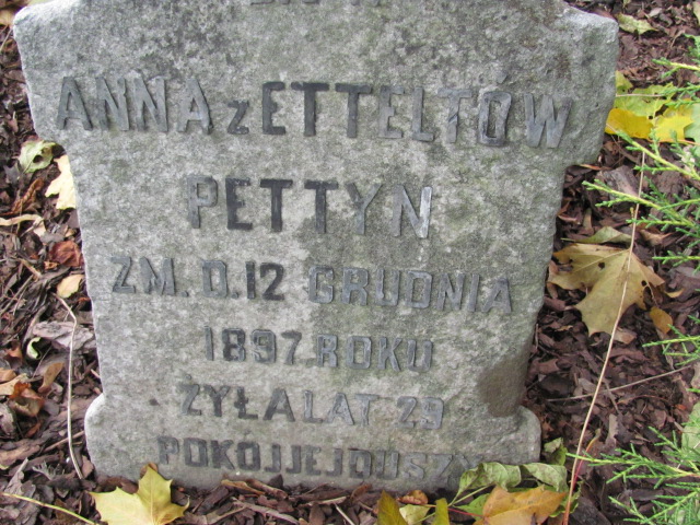Anna Pettyn 1867 Warszawa Ewangelicko - Augsburski św. Trójcy - Grobonet - Wyszukiwarka osób pochowanych