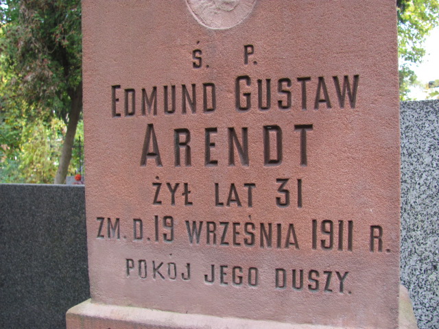 Edmund Gustaw Arendt 1879 Warszawa Ewangelicko - Augsburski św. Trójcy - Grobonet - Wyszukiwarka osób pochowanych