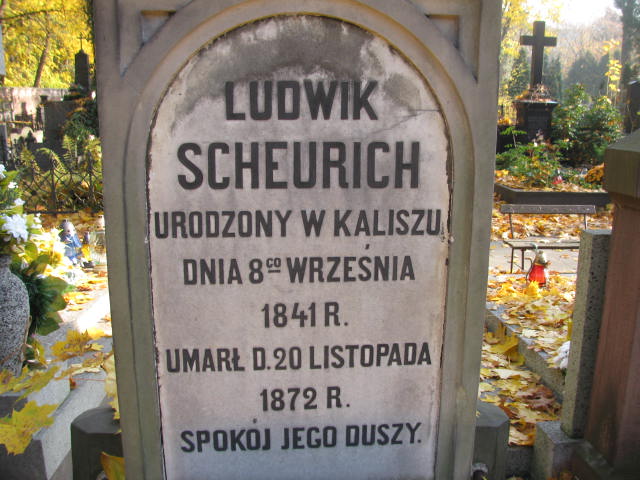 Ludwik Scheurich 1841 Warszawa Ewangelicko - Augsburski św. Trójcy - Grobonet - Wyszukiwarka osób pochowanych
