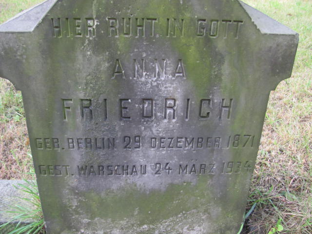 Anna Friedrich 1871 Warszawa Ewangelicko - Augsburski św. Trójcy - Grobonet - Wyszukiwarka osób pochowanych